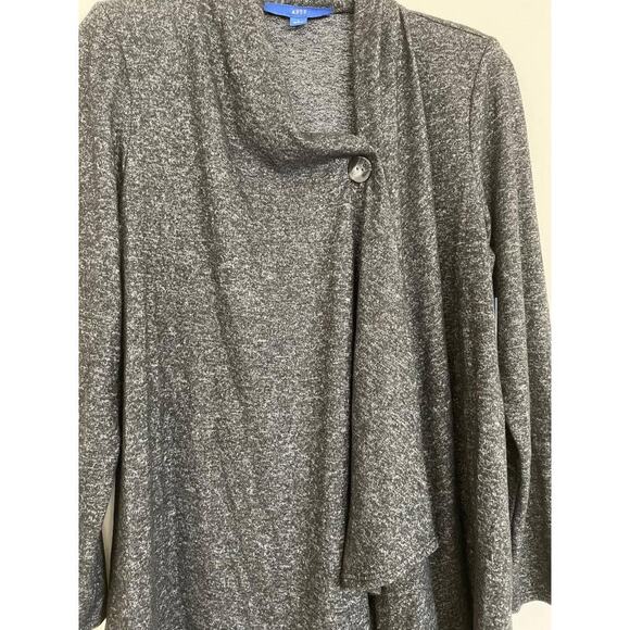 APT 9 Women's Gray Heathered Knit Cardigan Sweater Asymmetrical Button Front SM - Picture 2 of 7